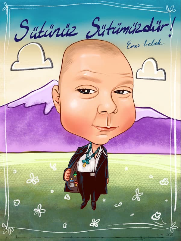 Mustafa Bardakçıoğlu — Dijital illüstrasyon — Karikatürize bebek figürü