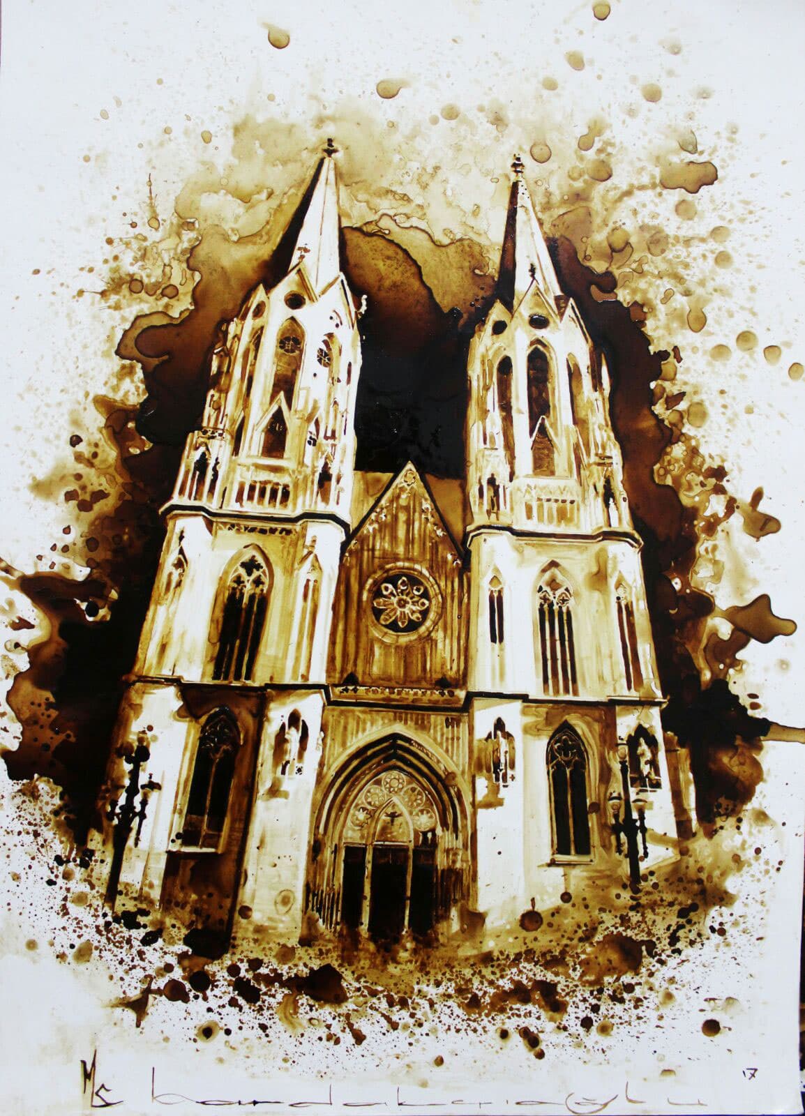 Mustafa Bardakçıoğlu — kahve sanatı — Gotik katedral cephesi