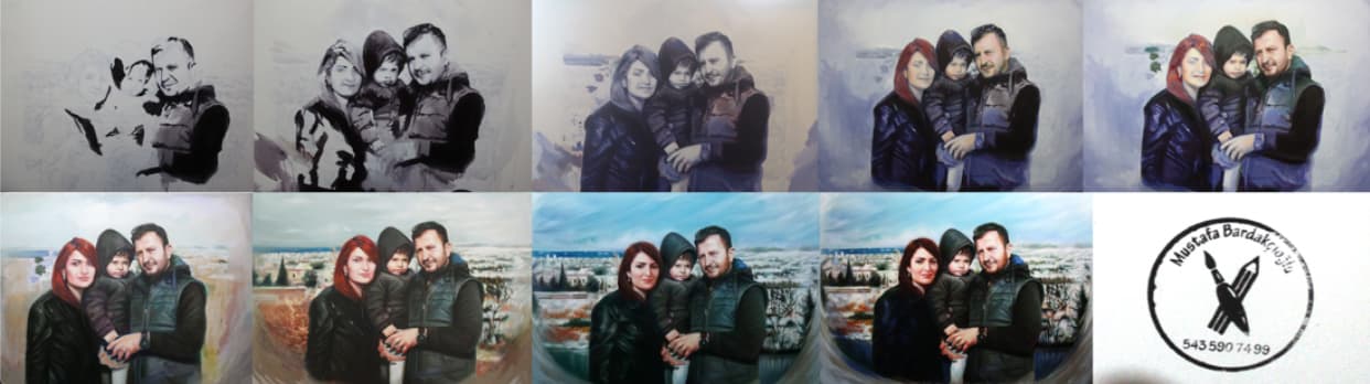 Mustafa Bardakçıoğlu — atölye süreci — anne, baba ve çocuktan oluşan aile portresinin yapımı